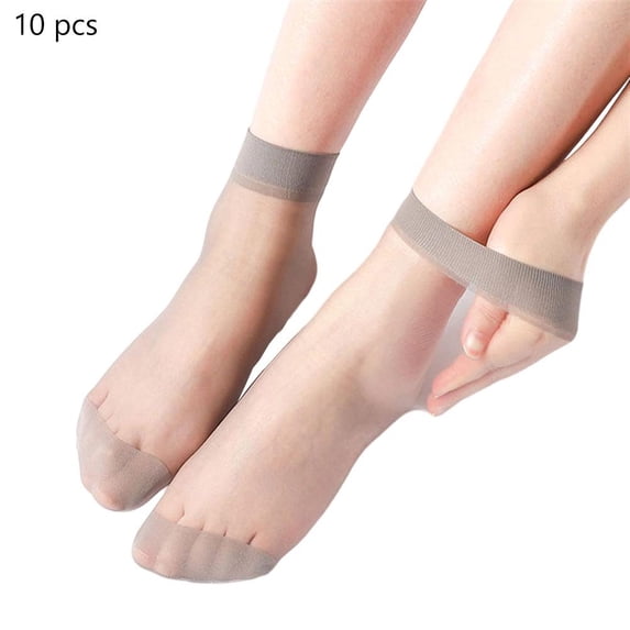10 Pairs Women's Ankle Sheer Socks Thin Nylon Sock Short Dress Stockings See Through Sock Nylon Reinfored Toe Pantyhose Socks for Women