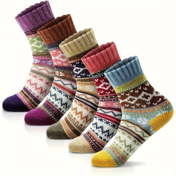 10 Pairs Women's Midcalf Winter Socks - Thick Soft Warm Durable Stylish, Cold Weather Outdoor Socks for Hiking Skiing, Elegant Casual Fashion Socks, Perfect Christmas Gift