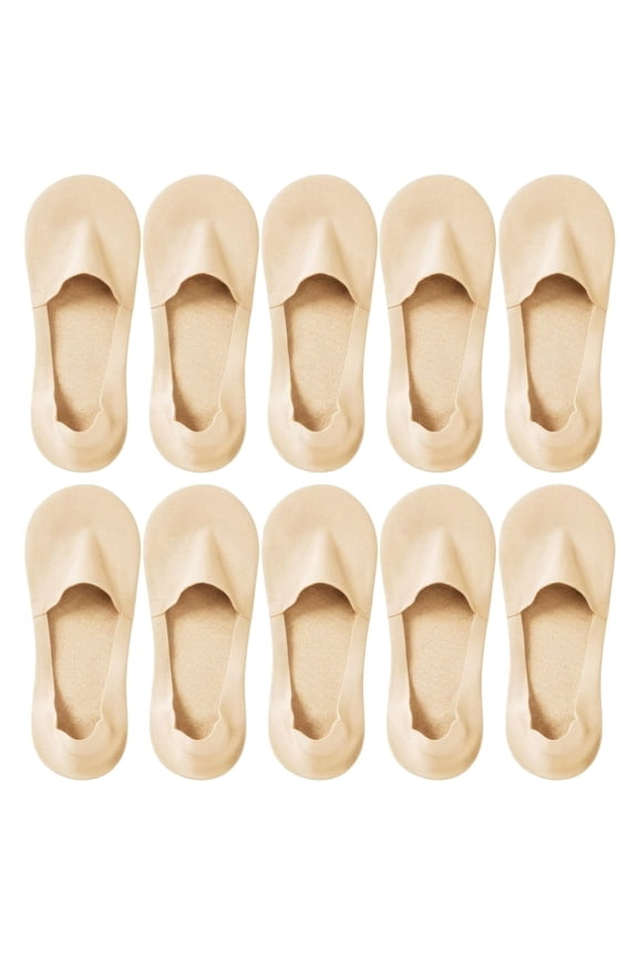 10 Pairs Women's No Show Invisible Liner Socks, Thin Nylon Non Slip Low Cut Footies, Soft Silk Hidden Socks for Flats Loafers Dress Shoes