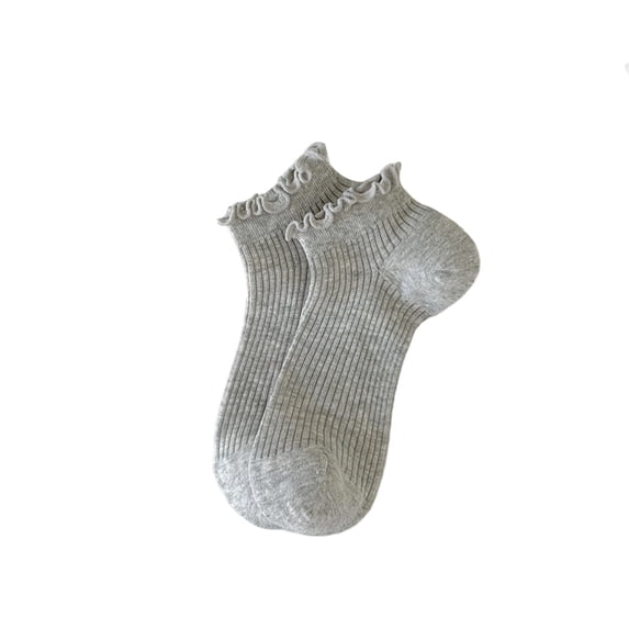 10 Pairs Women's Ruffled Ankle Socks, Soft Cotton Yoga Socks with Ribbed Design, Breathable Low Cut Short Socks, One Size