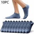 thumbnail image 1 of 10 Pairs Women's Solid Color Ankle Socks, Ribbed Casual Short Socks with Navy, 1 of 8
