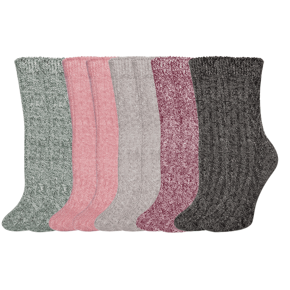 10 Pairs Women's Thick Thermal Wool Blend Crew Socks, Soft Poly Cotton Warm Mid Calf Vintage Athletic Socks for Fall Winter Daily Outdoor