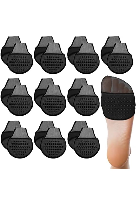 10 Pairs Women's Toe Topper Socks with Padding Pads Covers Forefoot Pads Cushions Half Socks Non Skid Reusable Protectors