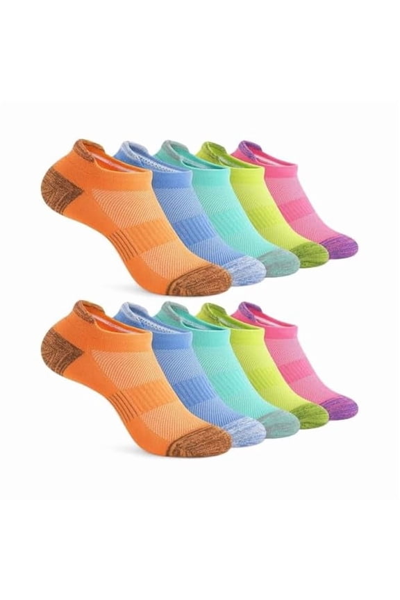 10 Pairs Womens Ankle Socks-Cushioned Running Athletic Cotton Socks,Low Cut Casual Socks,Size 6-12