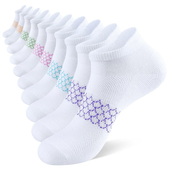 LOOIKOOS 10 Pairs Womens Ankle Socks, Low Cut Lightweight Breathable Casual Tab Socks