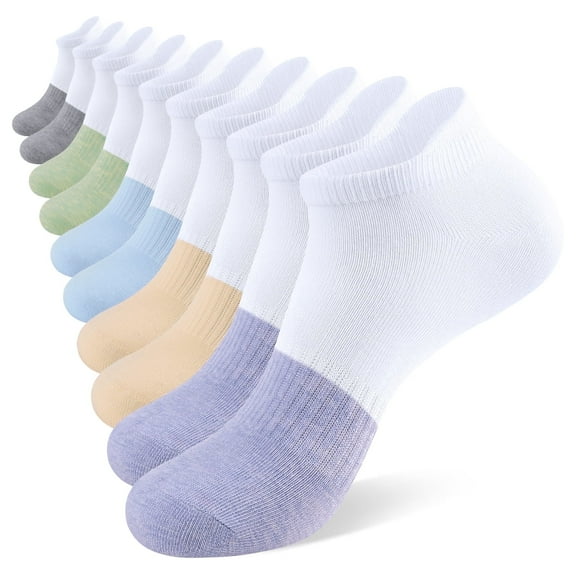 LOOIKOOS 10 Pairs Womens Ankle Socks, Low Cut Lightweight Breathable Casual Tab Socks