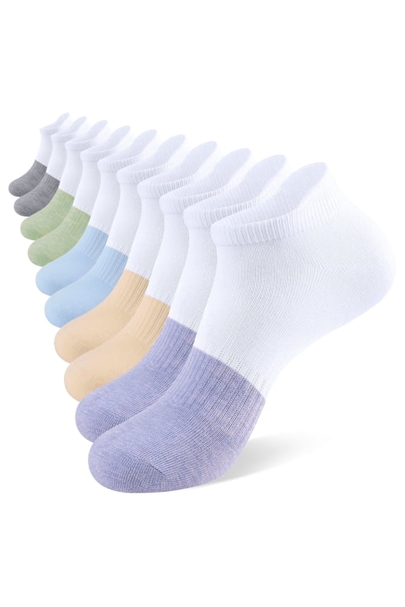 10 Pairs Womens Ankle Socks, Low Cut Lightweight Breathable Casual Tab Socks