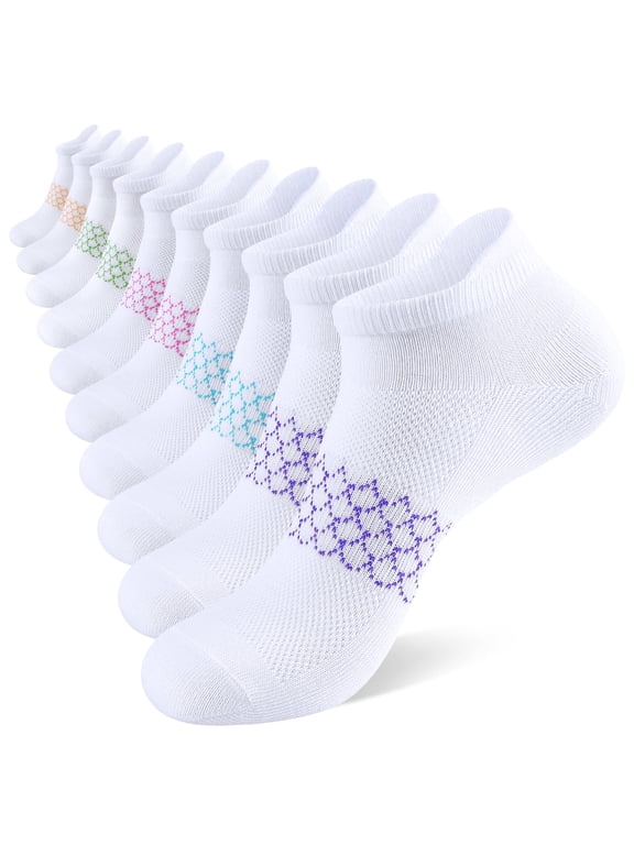 10 Pairs Womens Ankle Socks, Low Cut Lightweight Breathable Casual Tab Socks