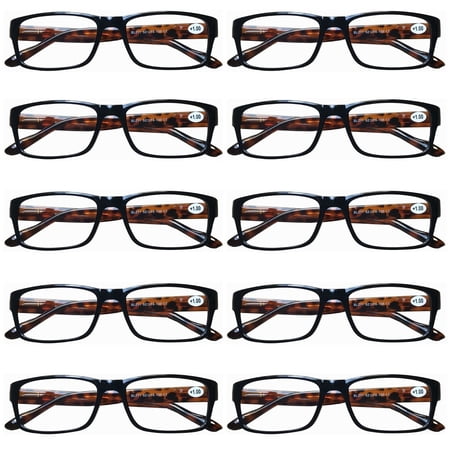 10 Pairs Unisex Rectangular Blue Light Blocking Reading Glasses Spring Hinge Readers