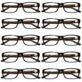 thumbnail image 1 of 10 Pairs Womens Mens Unisex Rectangular Blue Light Blocking Reading Glasses Spring Hinge Readers +4.00, 1 of 6