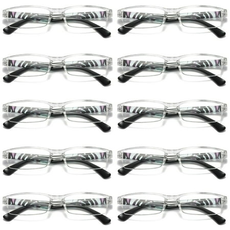 10 Pairs Womens Slim Rectangle Half Frame Blue Light Blocking Reading Glasses Readers +1.50