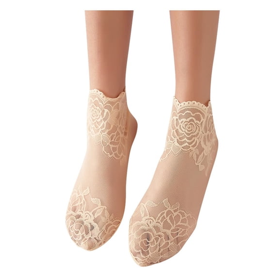 10 Pairs Womens Socks Fashion Lace Soft Elastic Transparent Sheer Ankle Slippers Socks