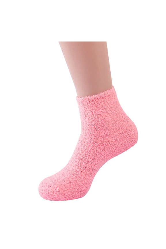 10 Pairs Womens Socks Winter Candy Color Tube Coral Floor Solid Color Warm Socks