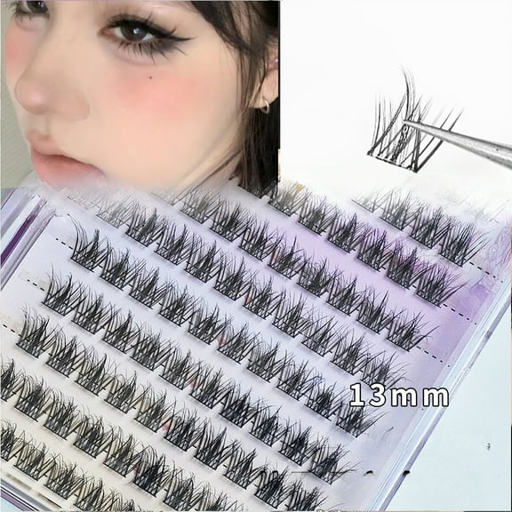 10 Pairs of Glue-free Self-adhesive False Eyelashes Single-cluster Dense Set with Tweezer