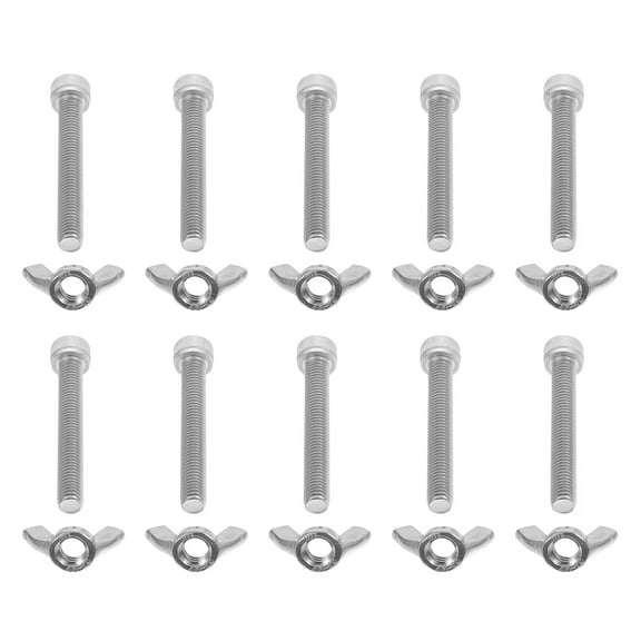 10 Pairs Stainless Steel Machine Screws Fasteners Thumb Wing Bolts Butterfly Screw Hardware