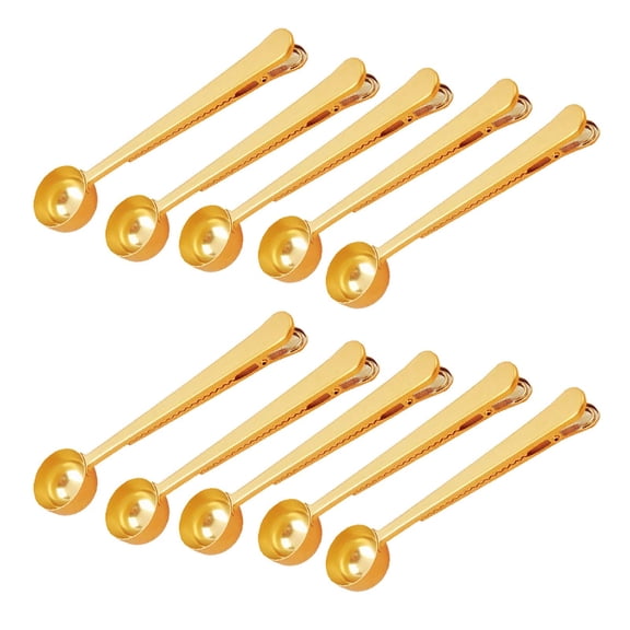 10 Pakcs Scoop and Clip 2 in 1 Stainless Steel 1 tbsp Ground Measuring Spoon with Bag Clip for Coffee Tea