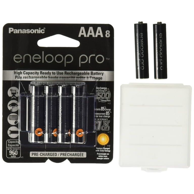 10 Panasonic Eneloop Pro AAA 950mAh Min 900mAh, High Capacity, Ni-MH  Pre-Charged Rechargeable Batteries + Free Battery Holder
