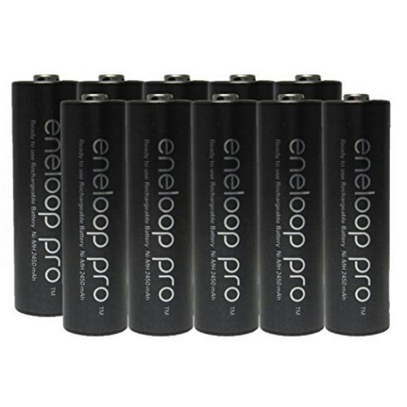 10 Panasonic eneloop pro AA High Capacity Ni-MH 2550mAh (Min. 2450mAh) Pre-Charged Rechargeable Batteries + Free Battery Holder