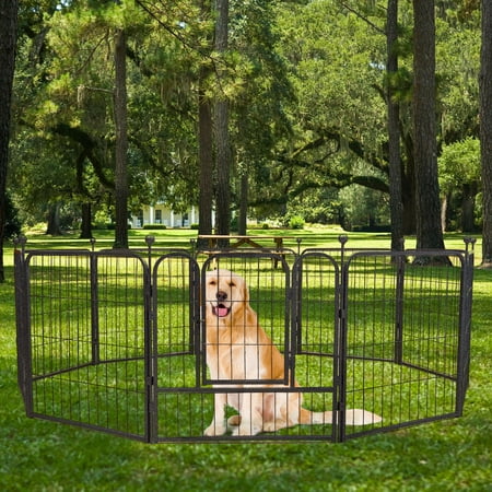 10 Panels 60*60cm Iron Dog Cage Crate Pet Dog Playpen Kennel Exercise Fence