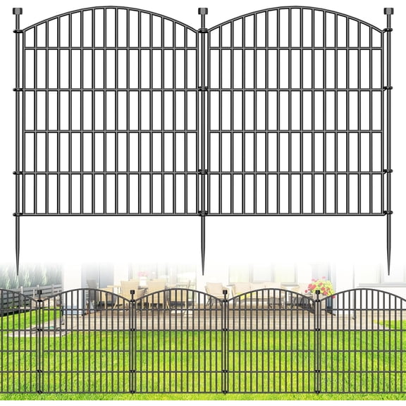 10 Panels Decorative Garden Fence - 32 in (H) x 23.6 ft (L) No Dig Dog Fence Outdoor for Yard, Rustproof Tall Garden Fencecing Panels, Animal Barrier Suitable for Yard Border, Patio, and Outdoor Use
