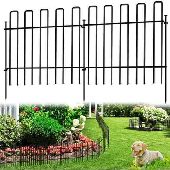 10 Panels No Dig Animal Barrier Fence, 13in(H) x 14ft(L) Garden Edging Border Fencing, Rustproof Metal Stakes Decorative Garden Fence, Dog Digging Defense Fencing Barrier for Outdoor, Yard, Patio