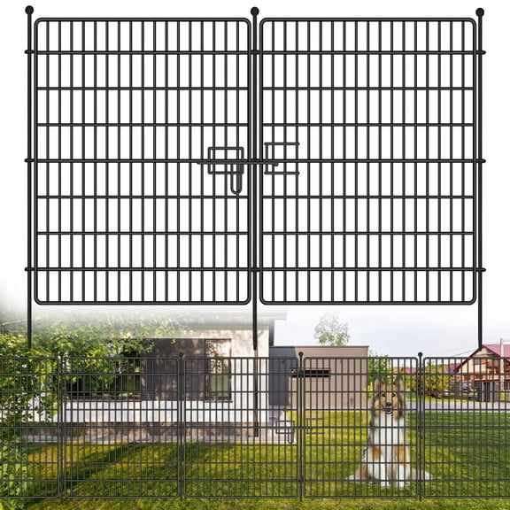 10 Panels Garden Fence,No Dig Decorative Outdoor Garden Fence for Yard,Animal Barriers Fencing Rustproof Metal Panel Border for Dog, Rabbits Patio Camping Temporary Ground Stakes