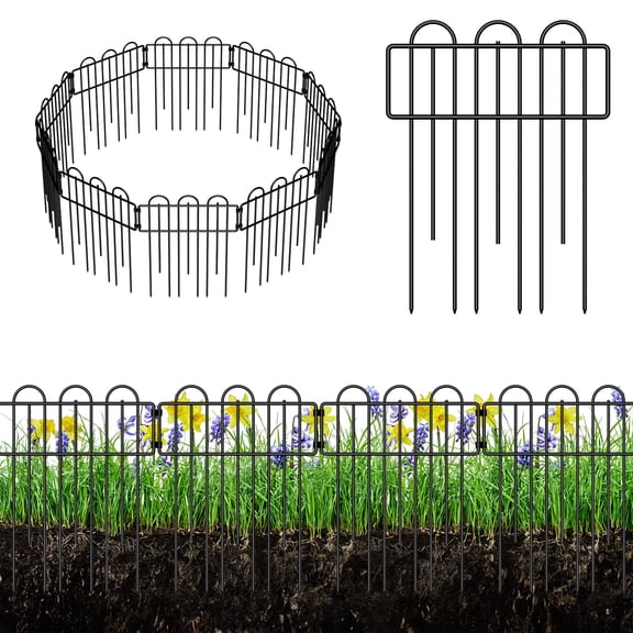 10 Panels Garden Fencing Animal Barrier, 16.5in (H) X 12.6in (L) Dog Dig Fence Barrier, Ground Defense Border Fence for Outdoor, Yard, Patio