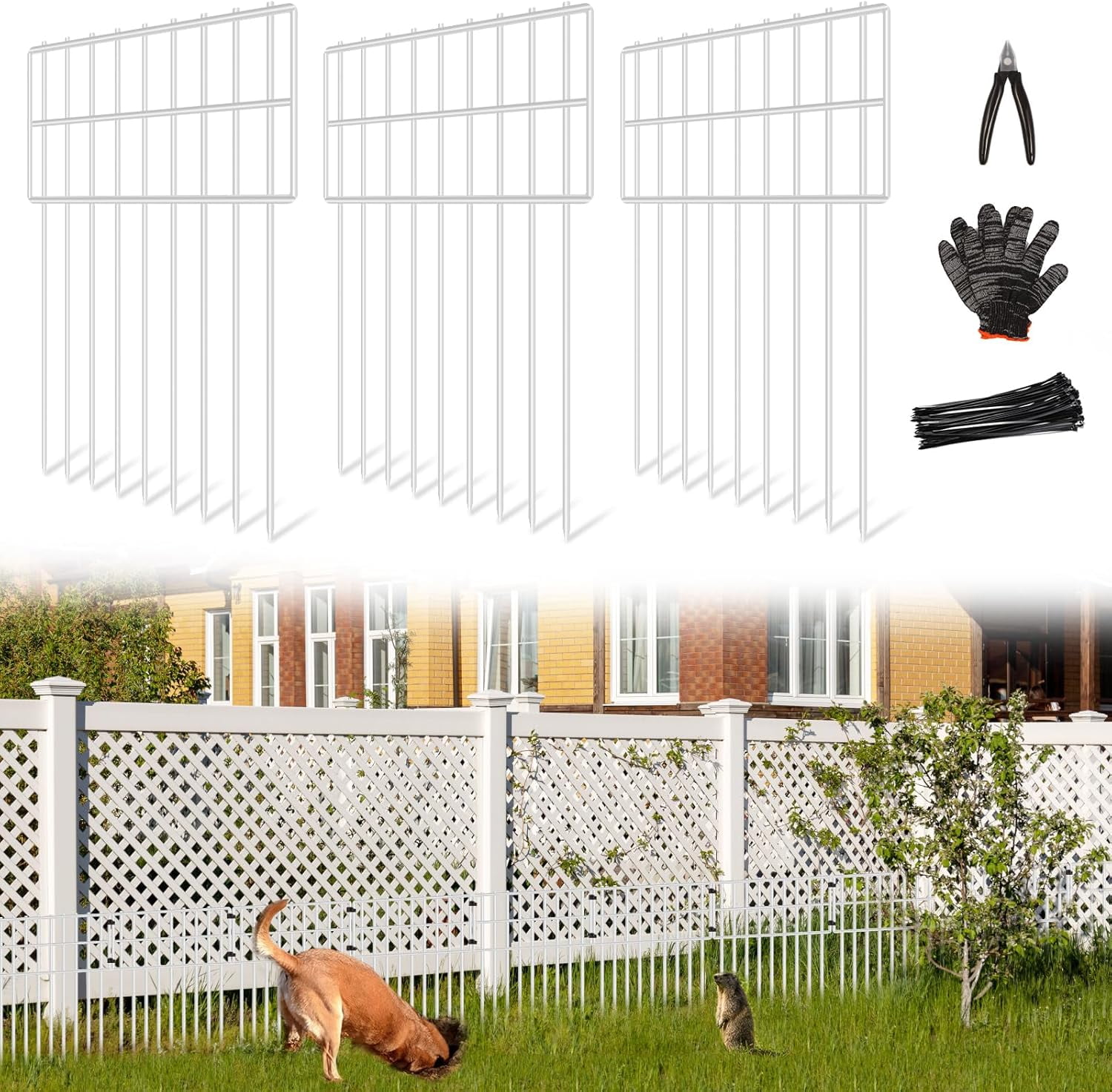 25-Panel Garden Fencing - 25ft No Dig Animal Barrier, Decorative Metal Fence For Dogs Rabbits Yard Edging