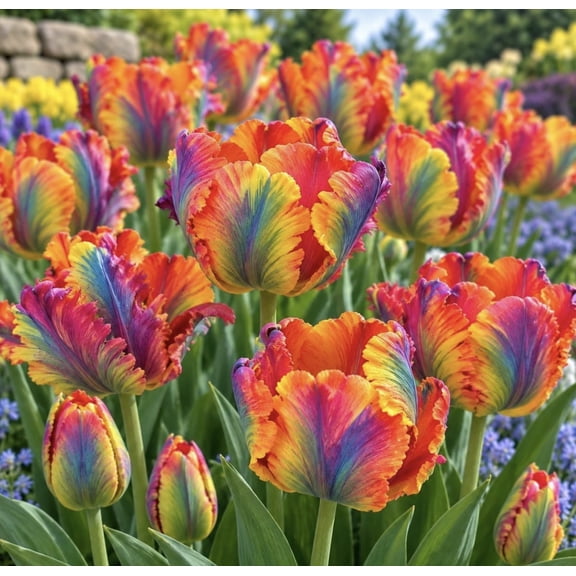 10 Parrot Tulip Bulbs for Planting - Easy to Grow Perennial Tulips (Rainbow)