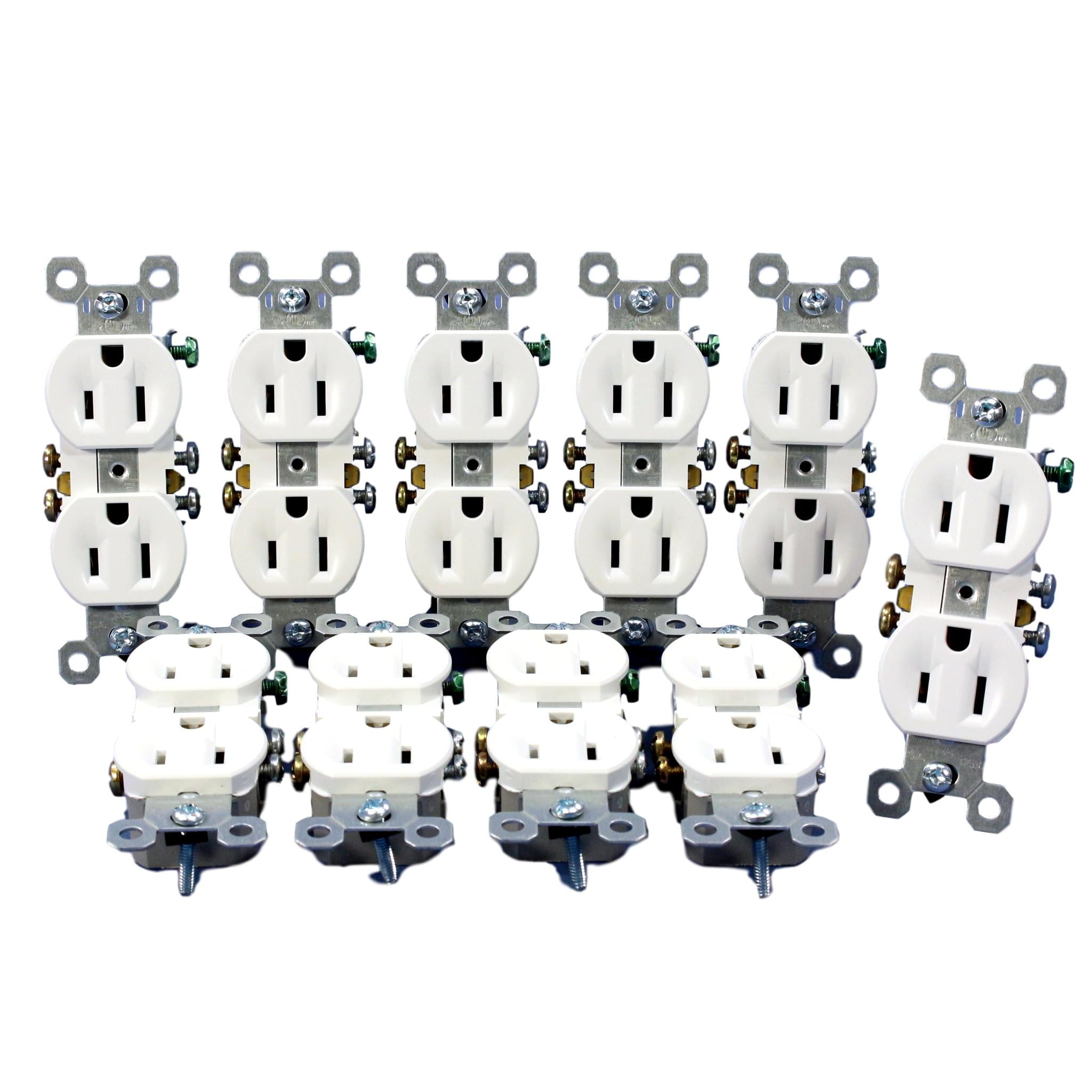 10 Pass & Seymour White Trademaster Duplex Receptacle Outlets 15A 5-15R 3232-W