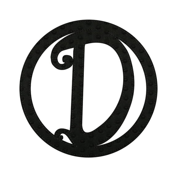 10" Pin-On Black Embossed Felt Monogram Letter D