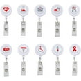 10 Patterns White Retractable Nurses Badge Reels Plastic Medical Themed