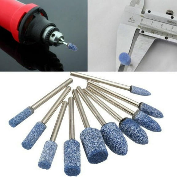 10 Pc 1/8'' Shank Abrasive Mounted Stone Rotary Tool Grinding Polishing Wheel Blue
