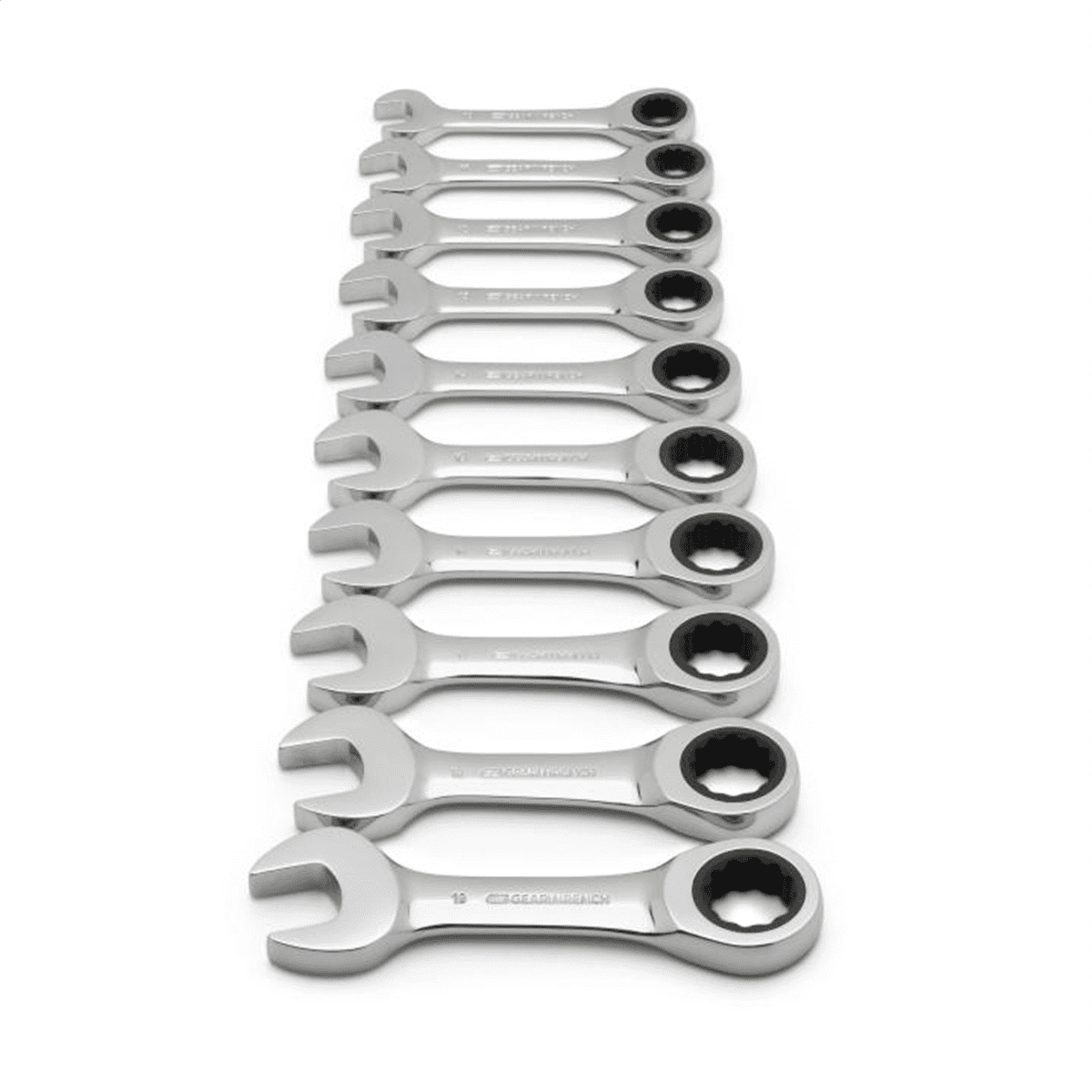10 Pc. 12 Point Stubby Ratcheting Combination Metric Wrench Set Sansujyuku sansujyuku.com