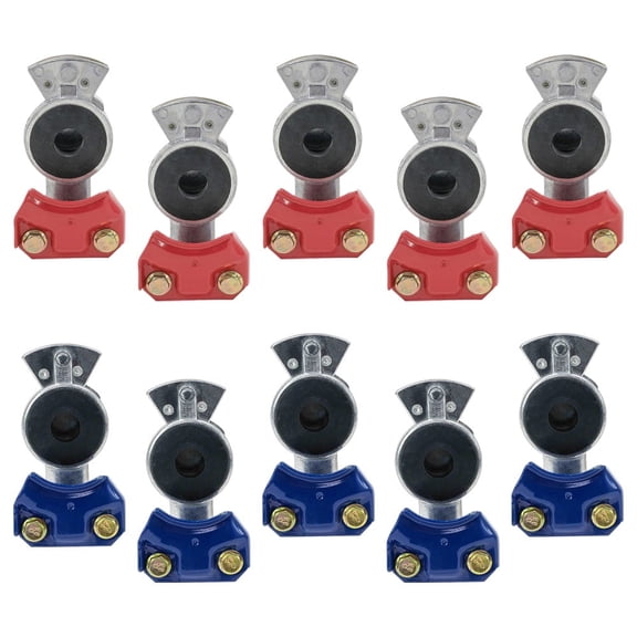 10 Pc Aluminum Gladhands Set 5 Service (Blue) & 5 Emergency (Red) Gladhands | Handshake Kit Air Hose Brake Coupling Connector for Truck Tractor Semi Trailer RVS