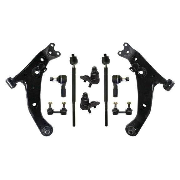 10 Pc Complete Front Suspension Tie Rod Ends Lower Control Arm Ball Joints & Sway Bars for All Models with Hydraulic Rack Fits select: 1996-2002 TOYOTA COROLLA, 1998-2002 CHEVROLET GEO PRIZM