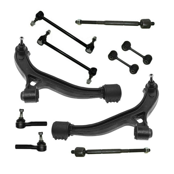 10 Pc Complete Suspension Kit Left Right Control Arm Sway Bar Links Inner & Outer Tie Rod Ends