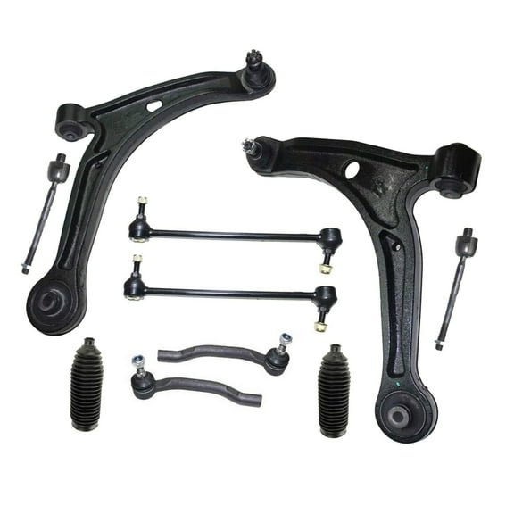 10 Pc Complete Suspension Tie Rod Linkages / Lower Control Arms with Ball Joints Left & Right Side / Sway Bar Links / Steering Gear Bellowss Fits select: 2003-2005 HONDA PILOT, 2001-2005 ACURA MDX