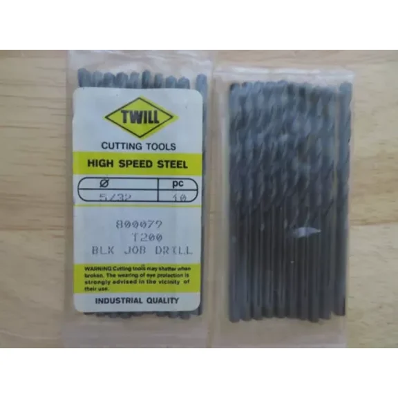 10 Pc Doall Twill Jobber Length Metal Twist Drills 5/32" Hss Black Oxide Brazil