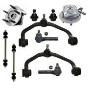 10 Pc Front Complete Suspension Kit Control Arms Left & Right Side, Ball Joint, Outer Tie Rod, Sway Bar, Wheel Bearing and Hub Assembly Fits select 2003-2009 FORD RANGER, 2003-2004 MAZDA B4000
