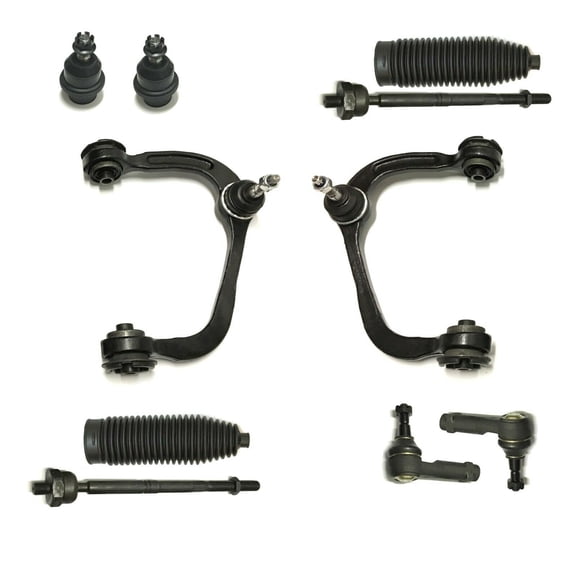 10 Pc Front Suspension Kit Inner & Outer Tie Rod Ends, Lower Ball Joints, Upper Control Arms & Ball Joints, Rack & Pinion Bellows Fits select: 2004-2008 FORD F150, 2006-2008 LINCOLN MARK LT