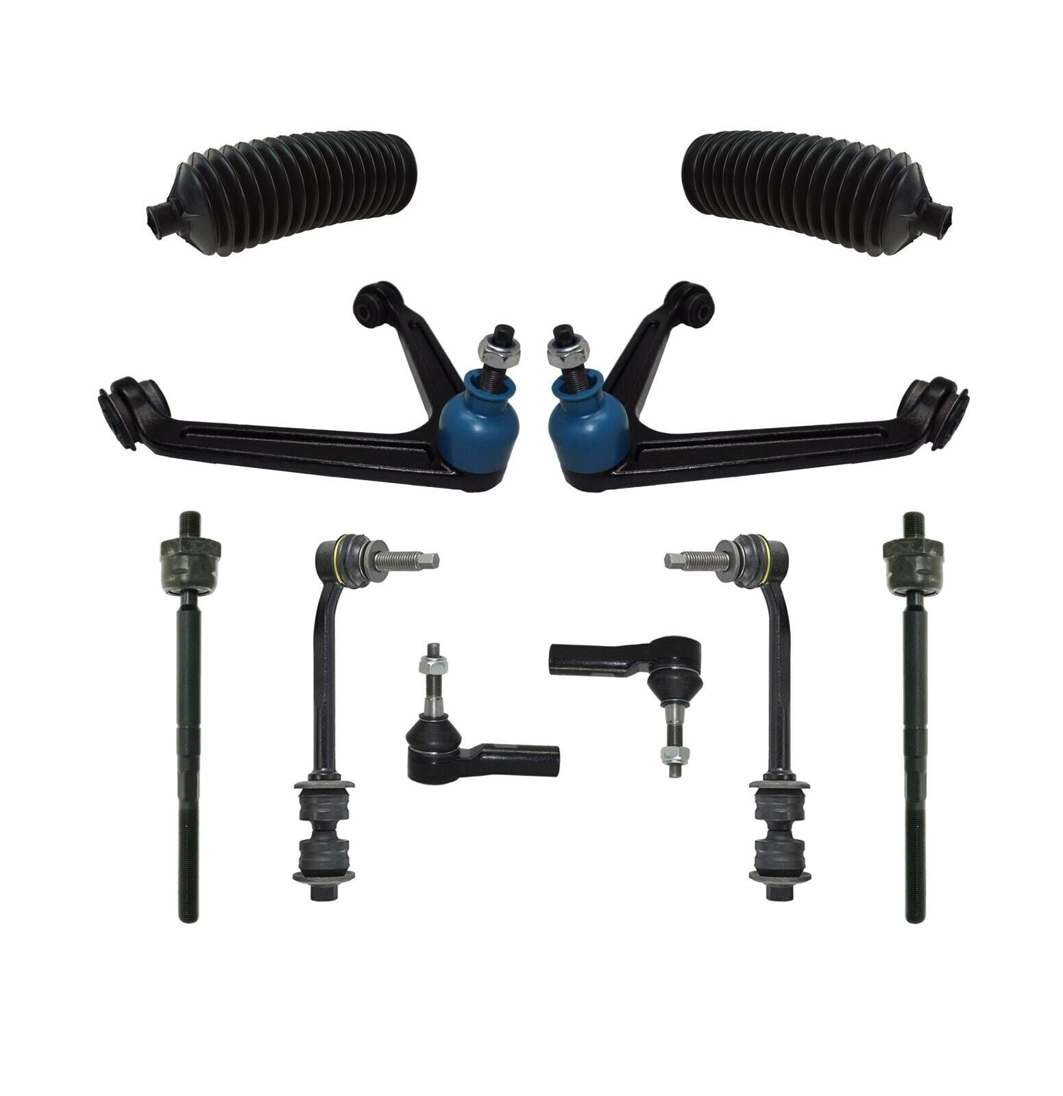 10 Pc Front Suspension Kit Inner & Outer Tie Rod Ends Sway Bars Upper