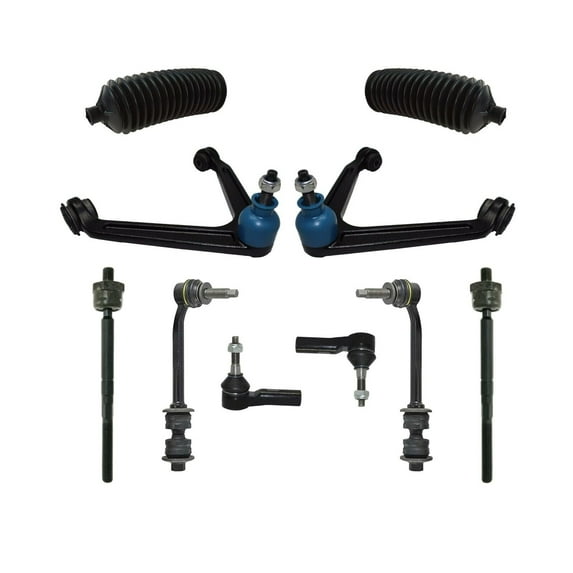 10 Pc Front Suspension Kit Inner & Outer Tie Rod Ends Sway Bars Upper Control Arms & Ball Joints Bellow Boots Fits select: 2004-2006 DODGE DURANGO, 2007-2009 CHRYSLER ASPEN