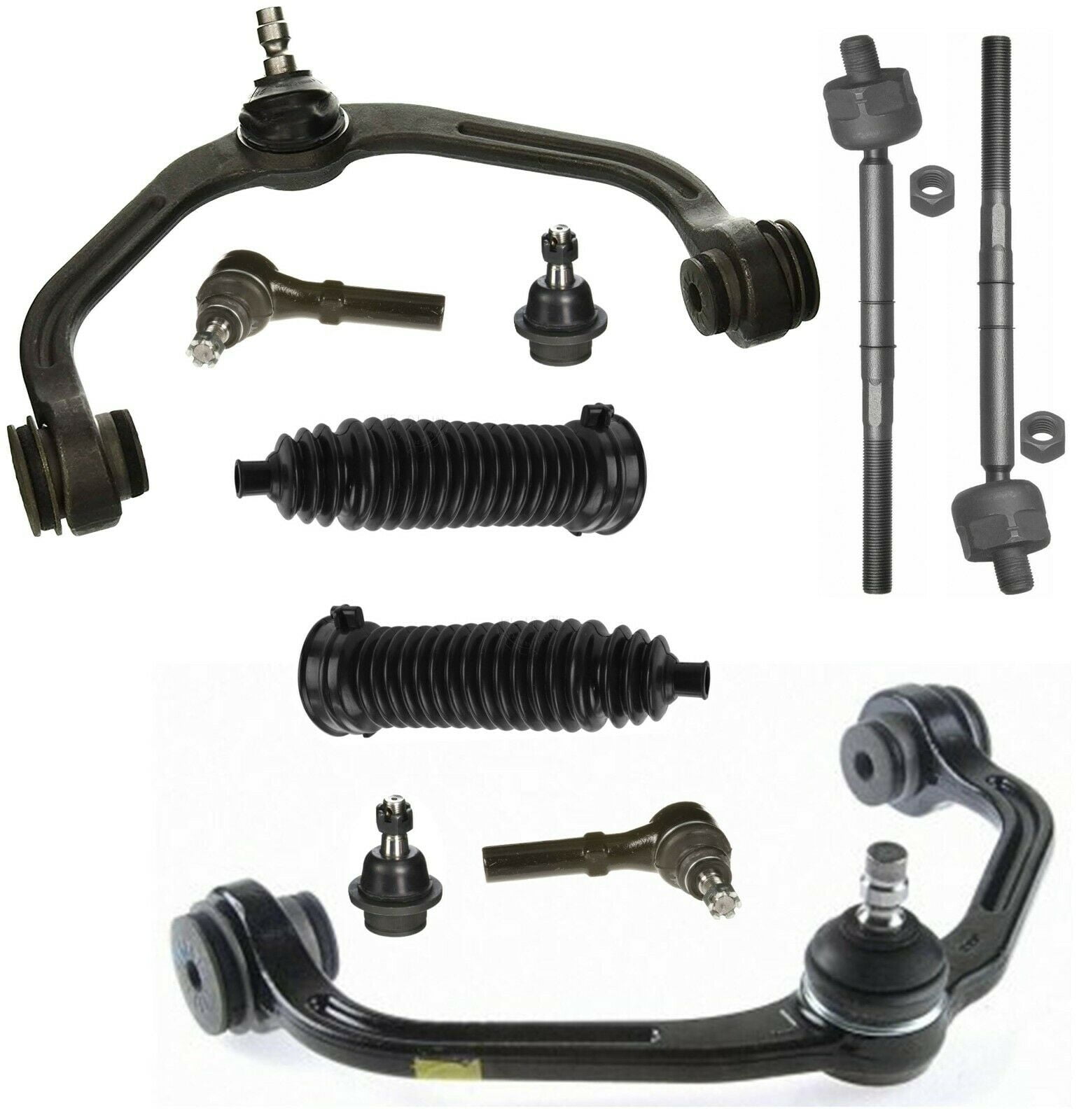 10 Pc Front Suspension Kit Tie Rod Ends, Lower Ball Joints, Gear