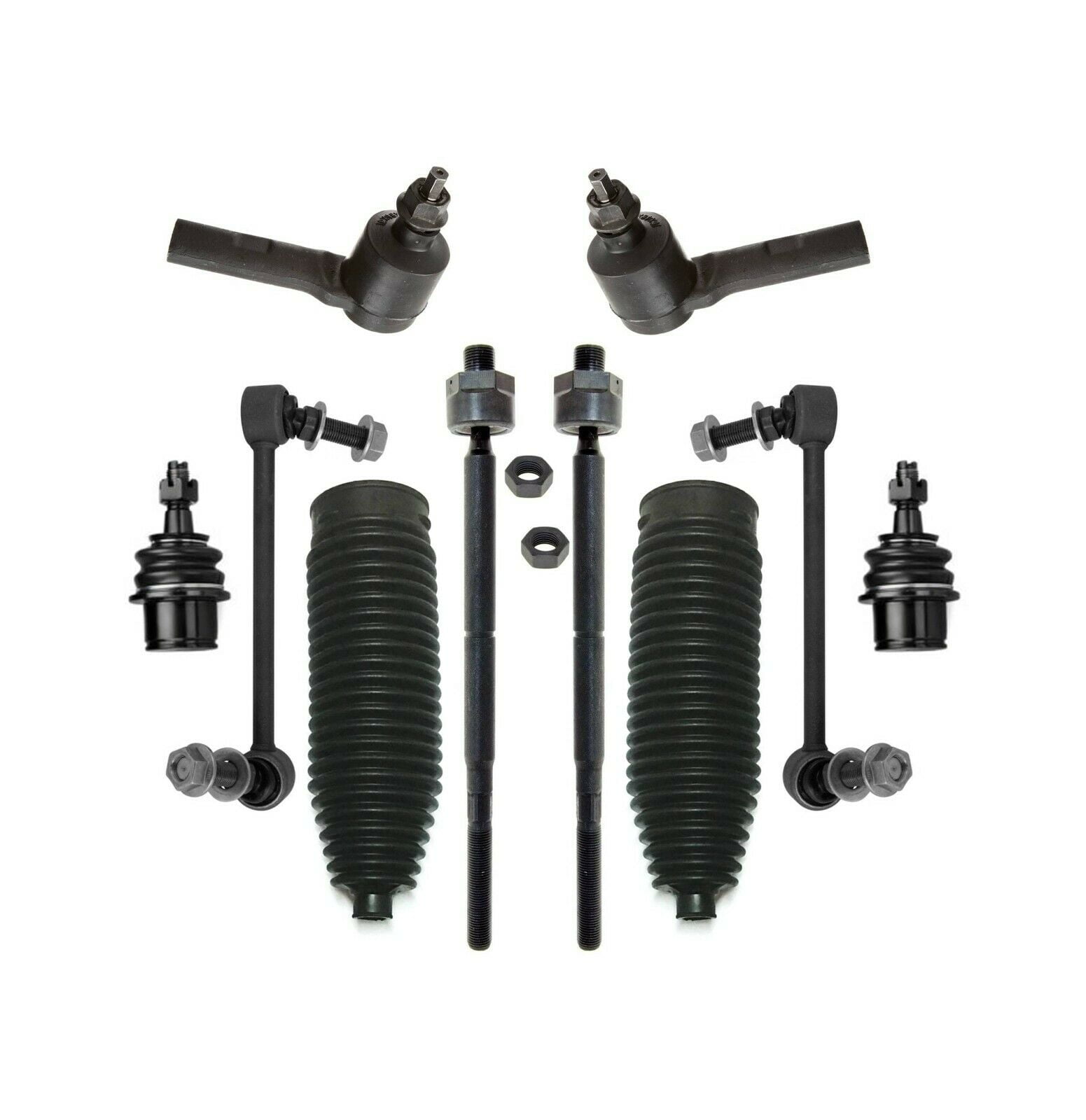 10 Pc Front Suspension Tie Rod Ends Outer Inner Steering Gear Bellows