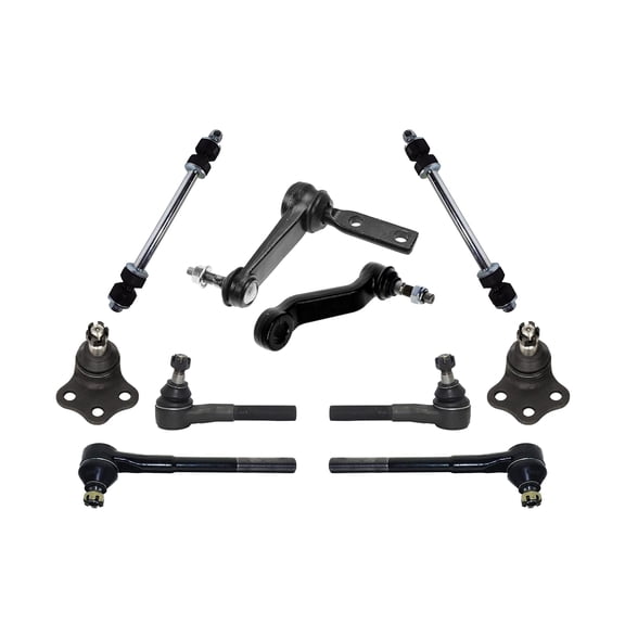 10 Pc Front Tie Rod Ends, Idler & Pitman Arm, Upper Ball Joints, Sway Bar Links Suspension Kit