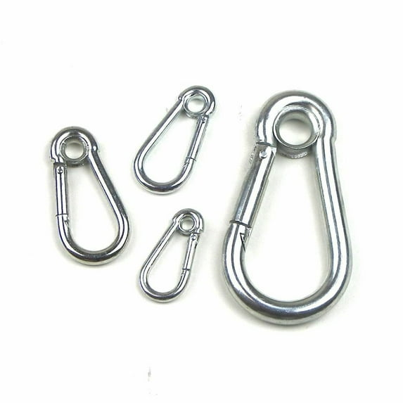 10 Pc Set - Zinc Plated Spring Snap Hook Carabiner with Eyelet - 5/16"