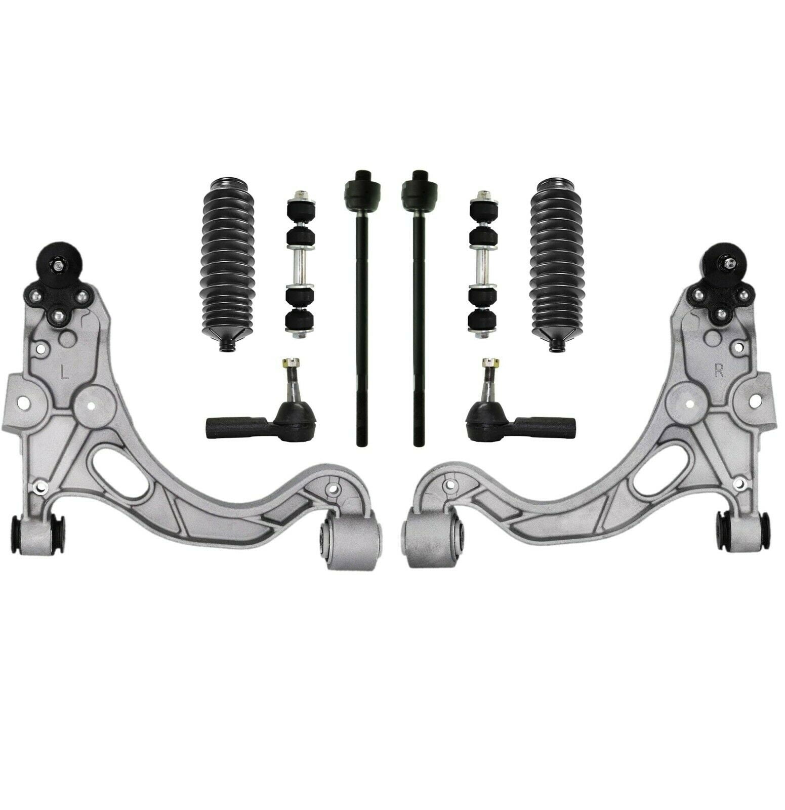 10 Pc Steering & Suspension Kit Lower Control Arm Sway Bar Links Tie