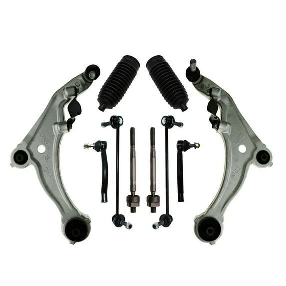 10 Pc Steering & Suspension Kit Lower Control Arm Sway Bar Links Tie Rod Ends + Bellow Boots Passenger Drive Side Fits select: 2009-2014 NISSAN MAXIMA