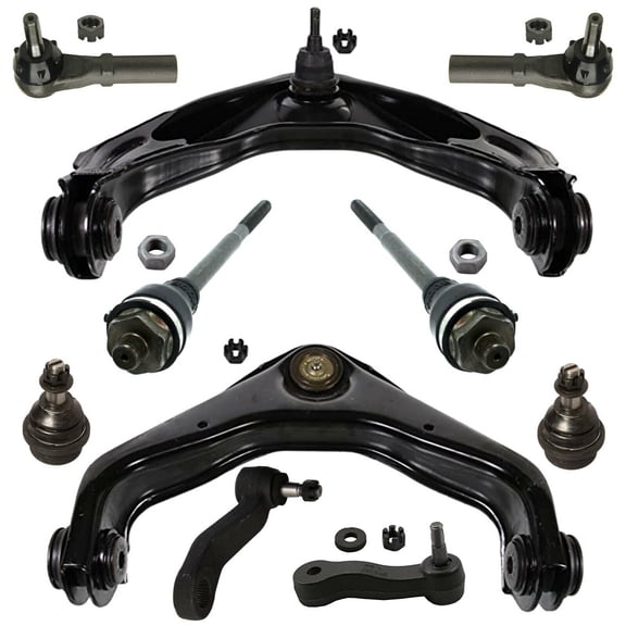 10 Pc Suspension Kit Control Arms & Ball Joints Offset, Inner & Outer Tie Rod Ends, Lower Ball Joints, Idler & Pitman Arm w/ 3 Grooves Spline Fits select: 2001-2010 CHEVROLET SILVERADO